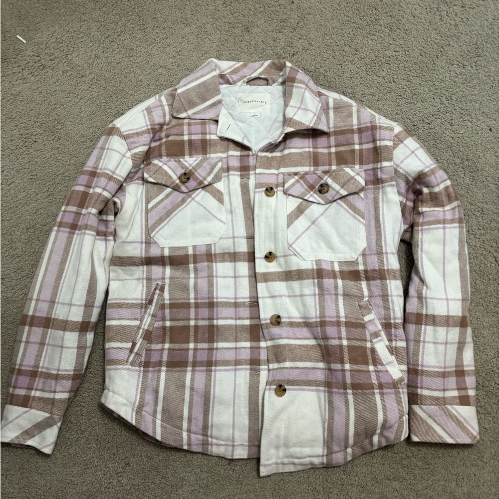 Aeropostale Plaid Jacket - Pink and Brown